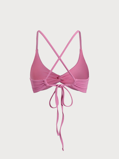Pink Twist Backless Bikini Top