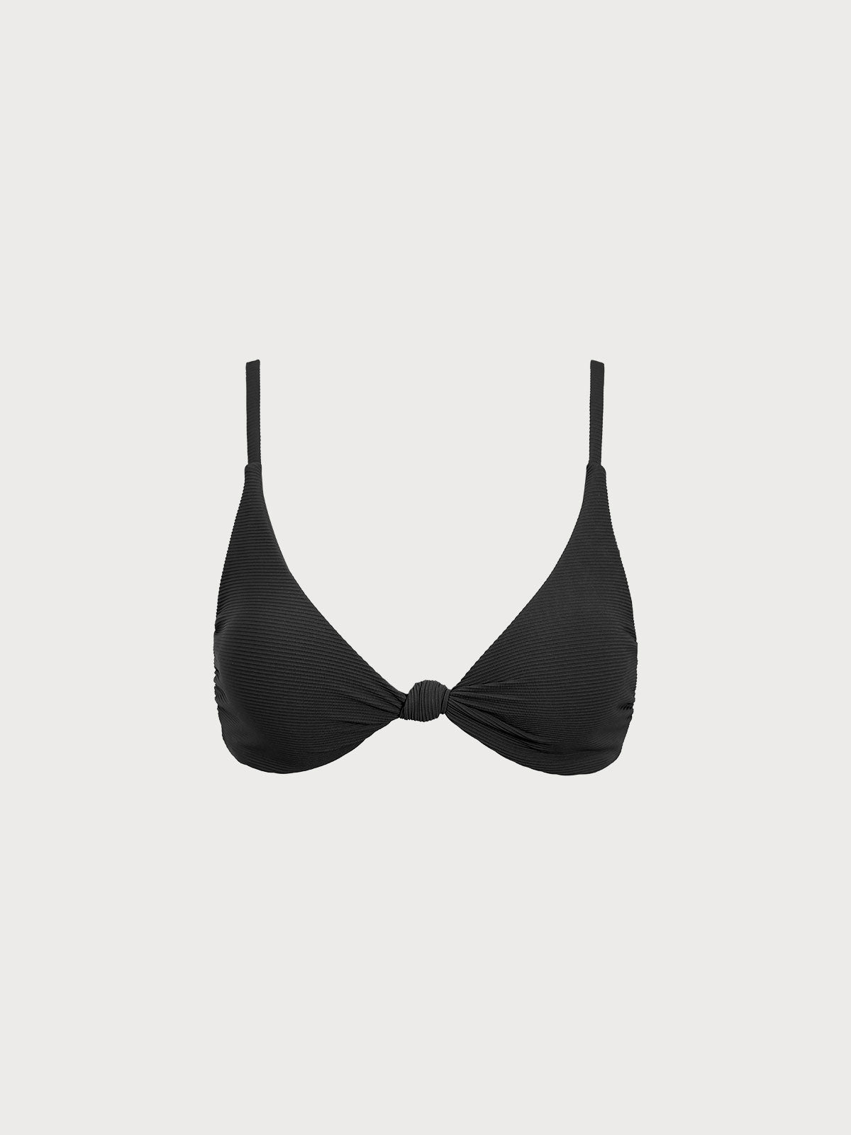 Black Ribbed Knot Bikini Top