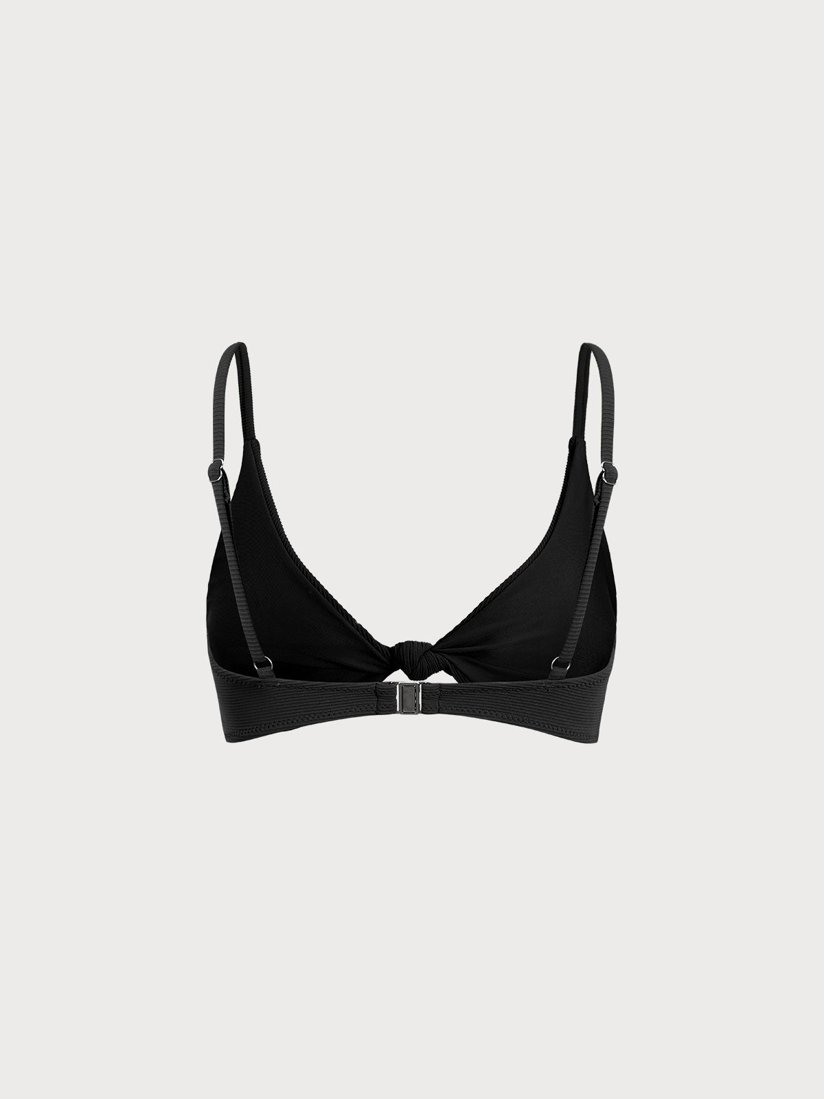 Black Ribbed Knot Bikini Top