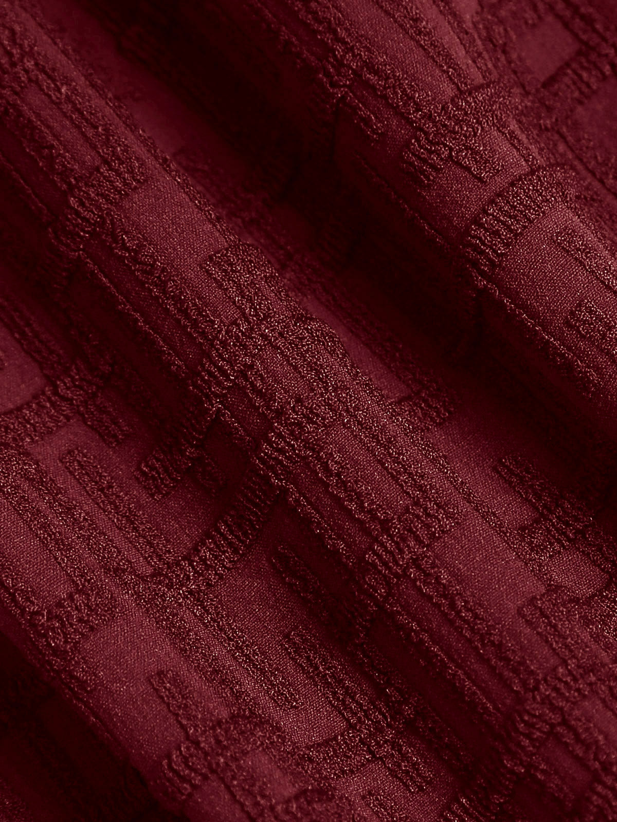 Wine Red Textured U-Ring Cross Back Bikini Top