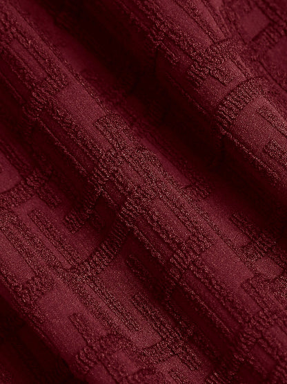 Wine Red Textured U-Ring Cross Back Bikini Top
