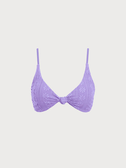 Purple Jacquard Knot Bikini Top