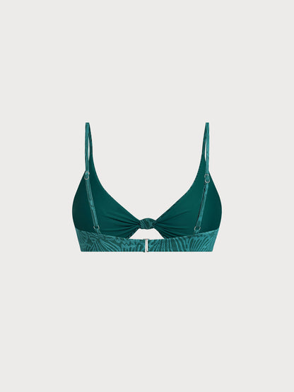 Dark Green Jacquard Bikini Top
