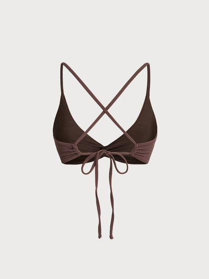 Coffee Twist Backless Bikini Top