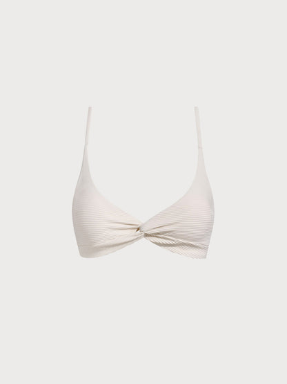 Off White Twist Backless Bikini Top