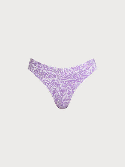Purple Print Textured Bikini Bottom