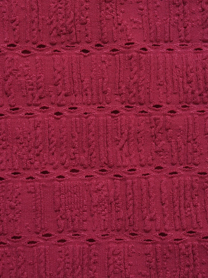 Red Textured Wide Waistband Bikini Bottom