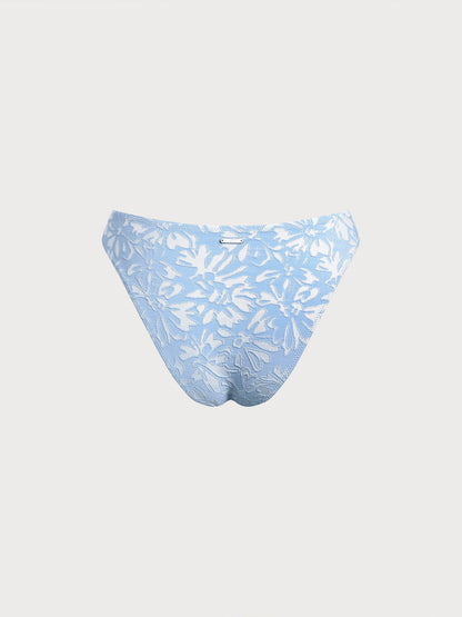 Light Blue Textured O-Ring Bikini Bottom