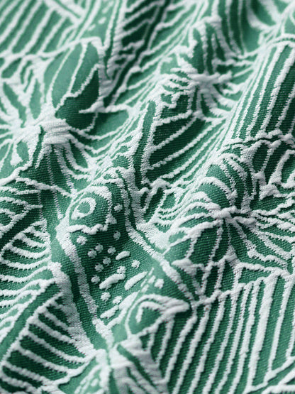 Green Print Textured Bikini Bottom