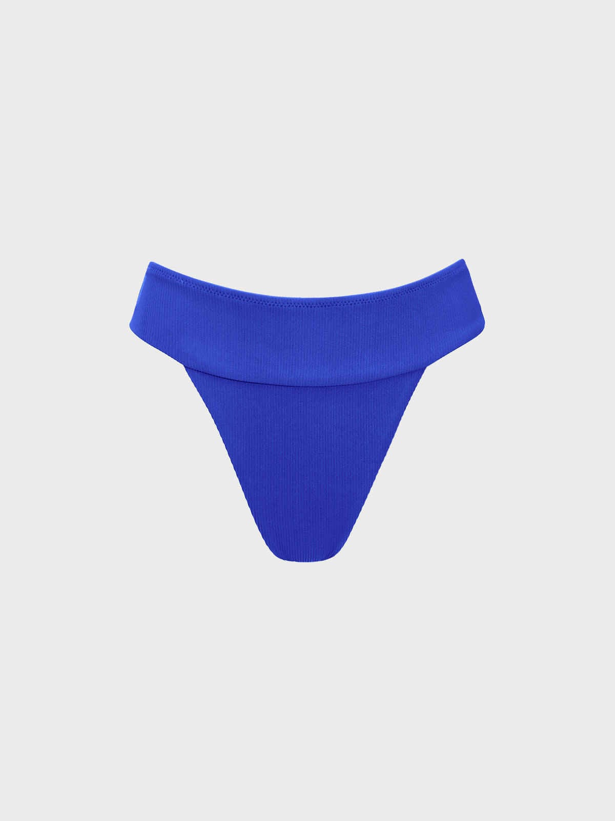 Blue Ribbed High Cut Bikini Bottom