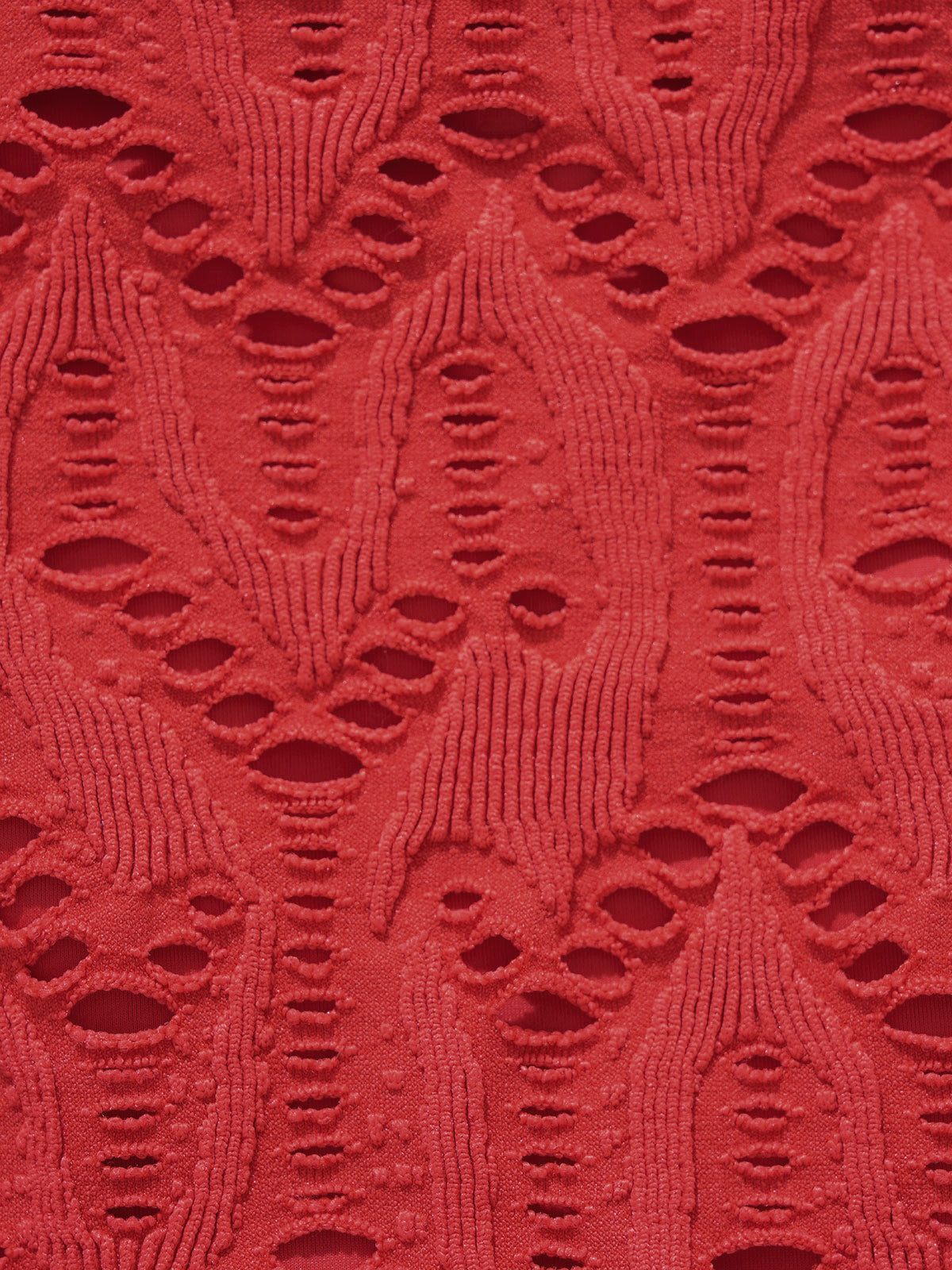 Red Textured High Cut Bikini Bottom
