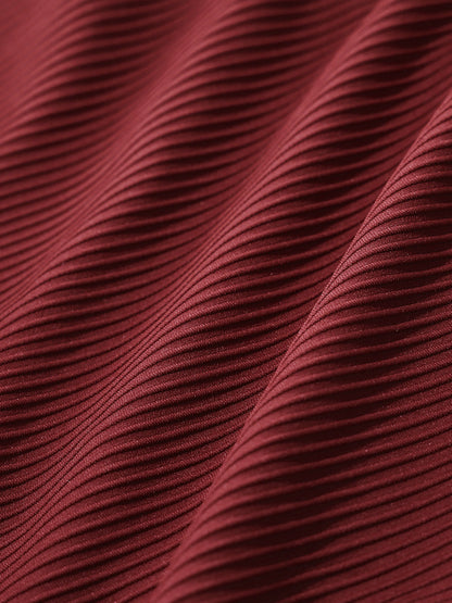 Wine Red Ribbed High Cut Bikini Bottom