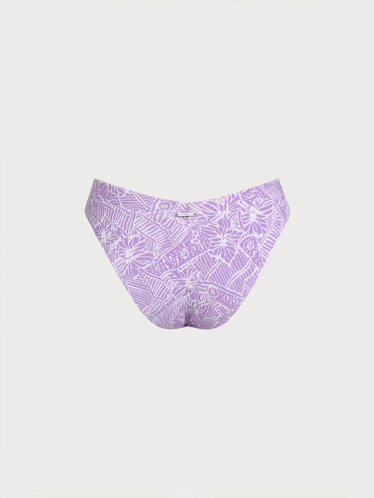 Purple Print Textured Bikini Bottom