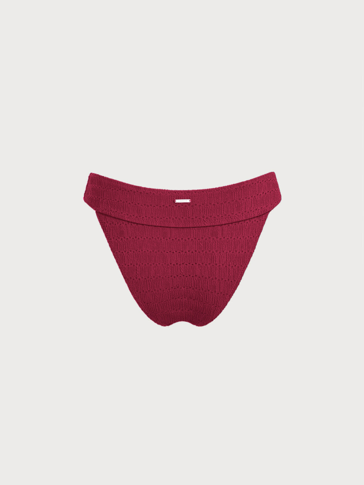 Red Textured Wide Waistband Bikini Bottom
