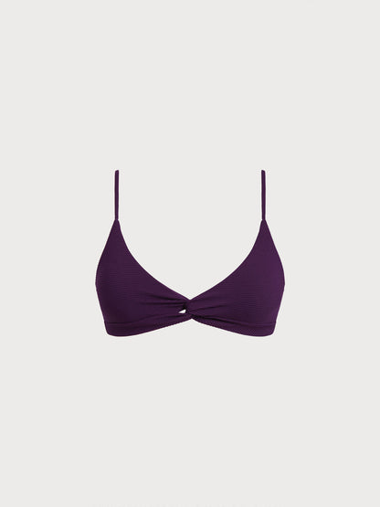 Dark Purple Twist X-Cross Bikini Top