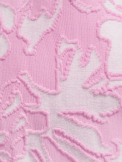 Pink Textured Cutout O-Ring Bikini Top