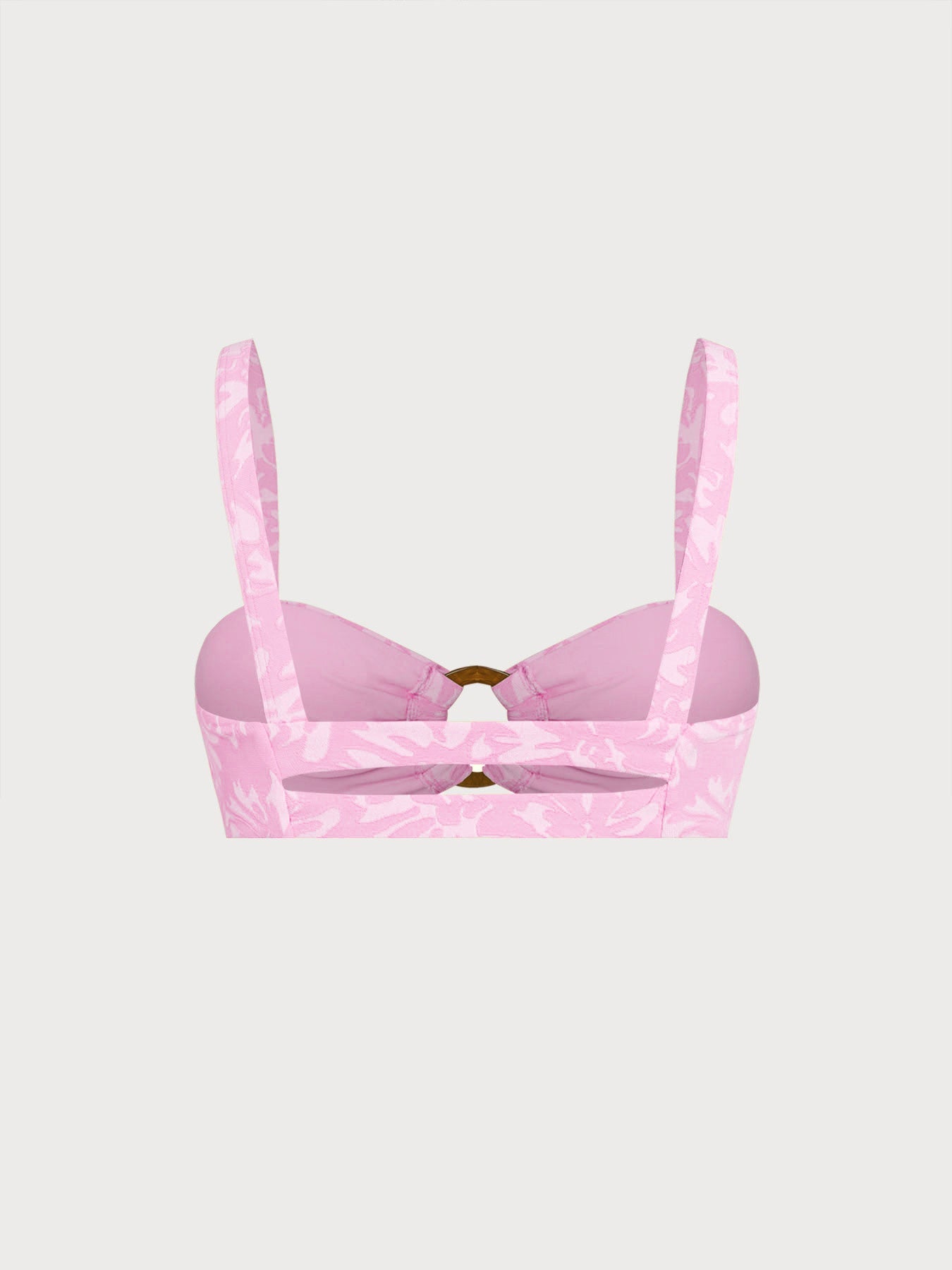 Pink Textured Cutout O-Ring Bikini Top