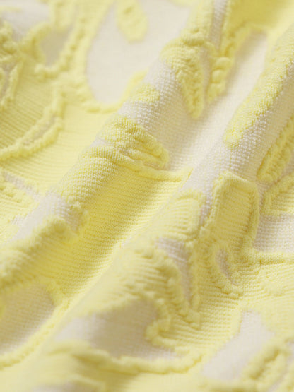 Yellow Textured Cutout O-Ring Bikini Top