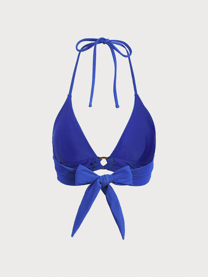 Blue Back Tie Bikini Top