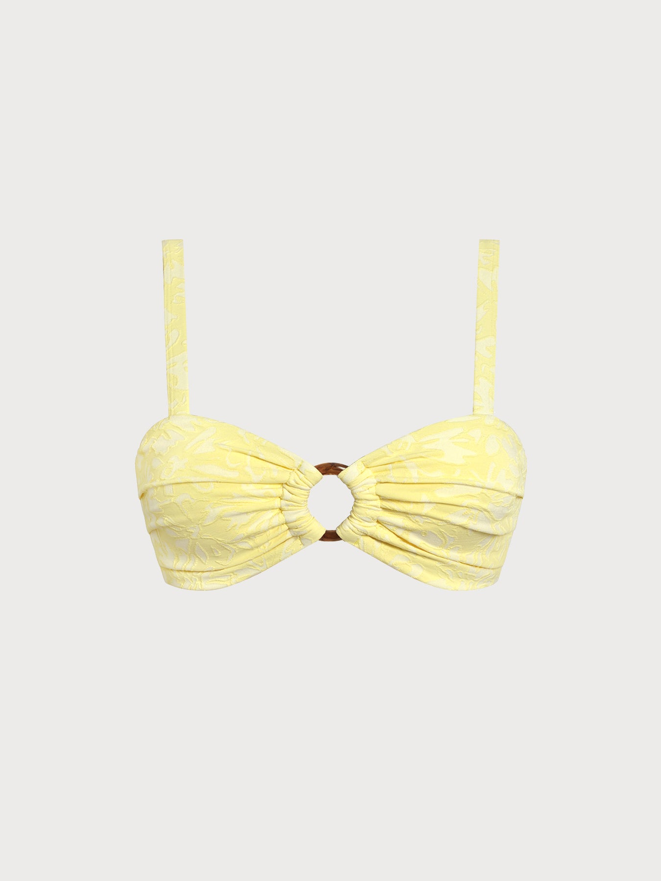 Yellow Textured Cutout O-Ring Bikini Top