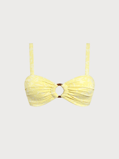 Yellow Textured Cutout O-Ring Bikini Top