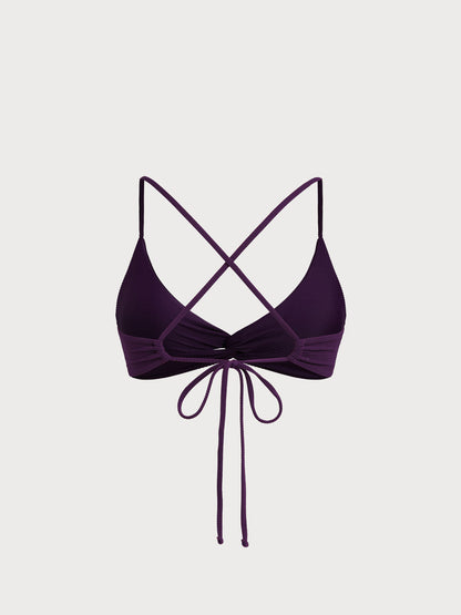 Dark Purple Twist X-Cross Bikini Top