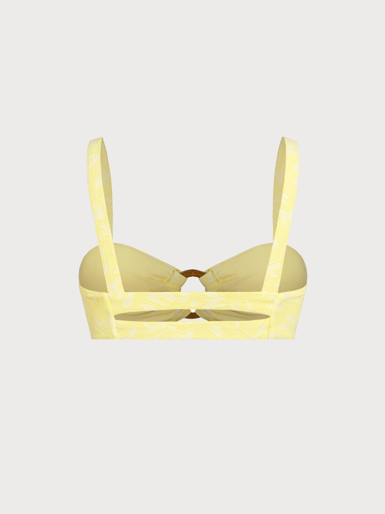 Yellow Textured Cutout O-Ring Bikini Top