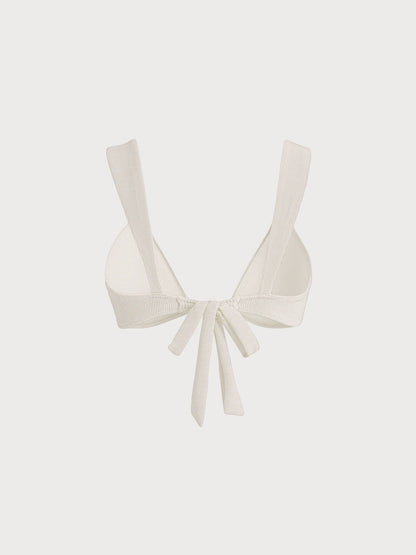 Off White Gold-Accented Bikini Top