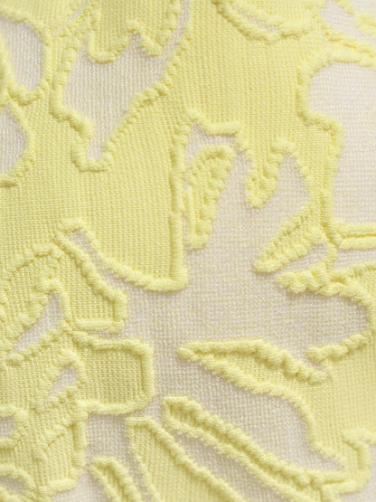 Yellow Textured Cutout O-Ring Bikini Top