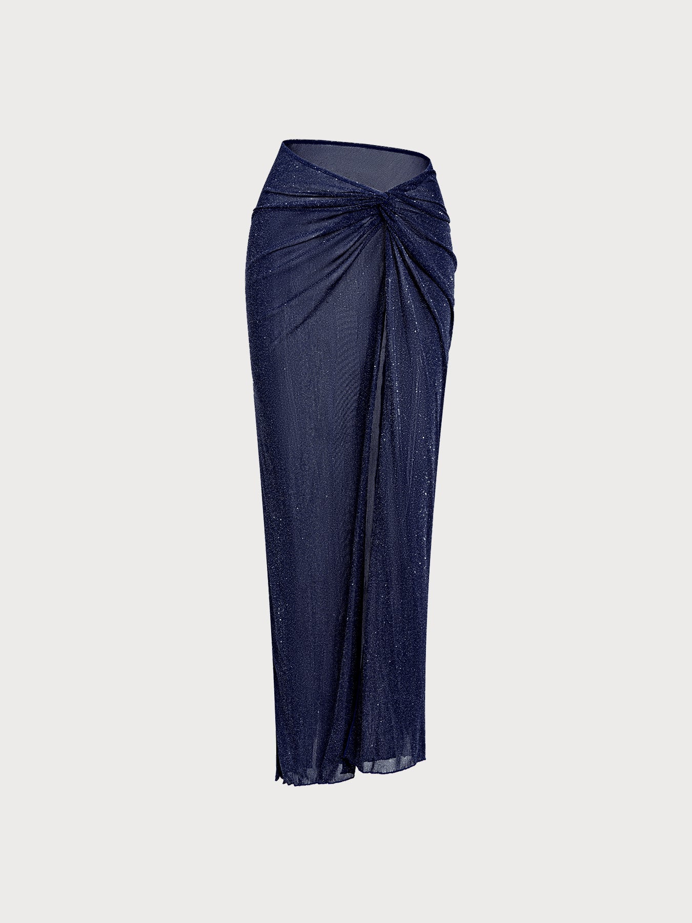 Blue Lurex Wrap Cover-Up Midi Skirt