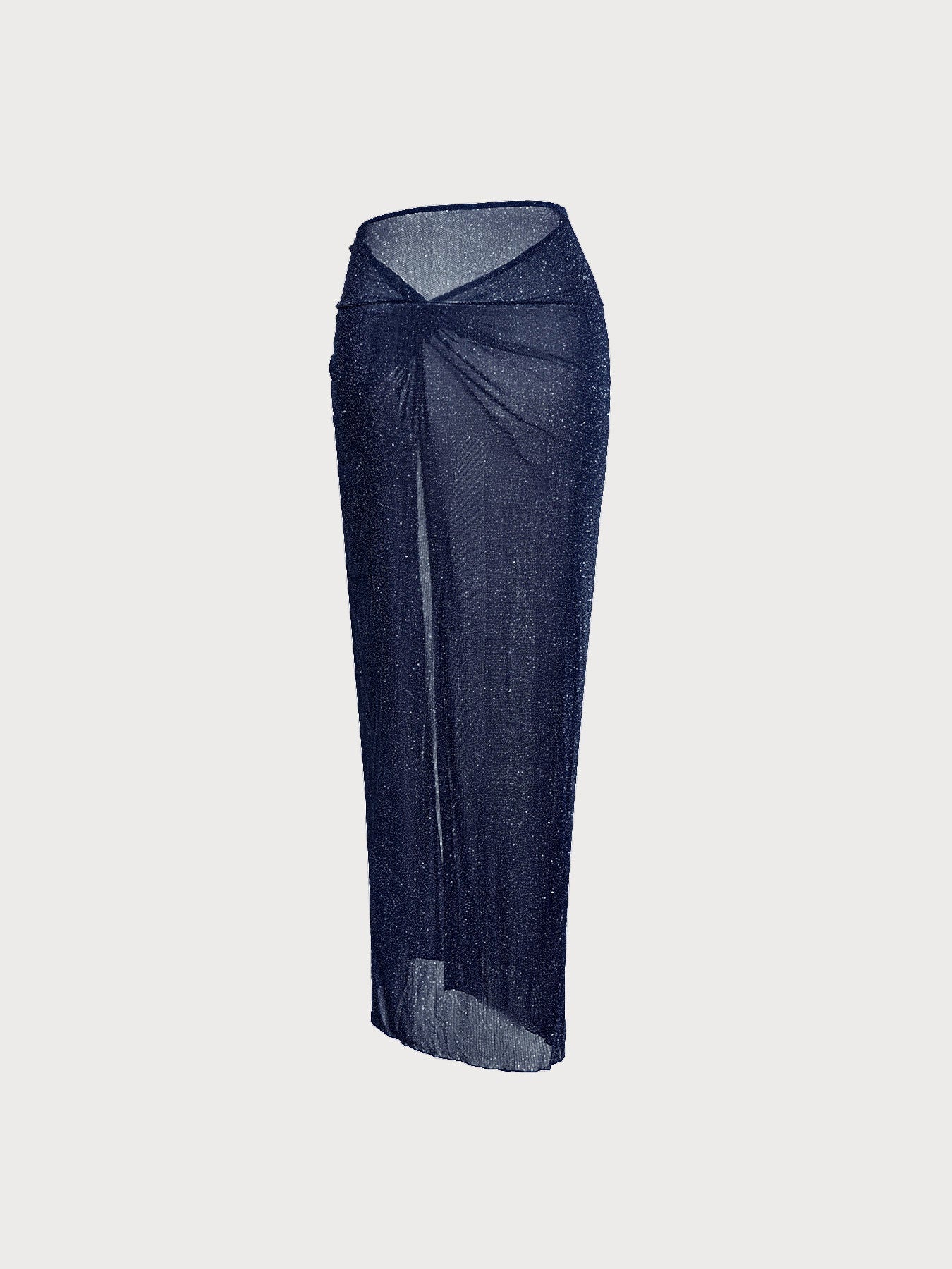 Blue Lurex Wrap Cover-Up Midi Skirt