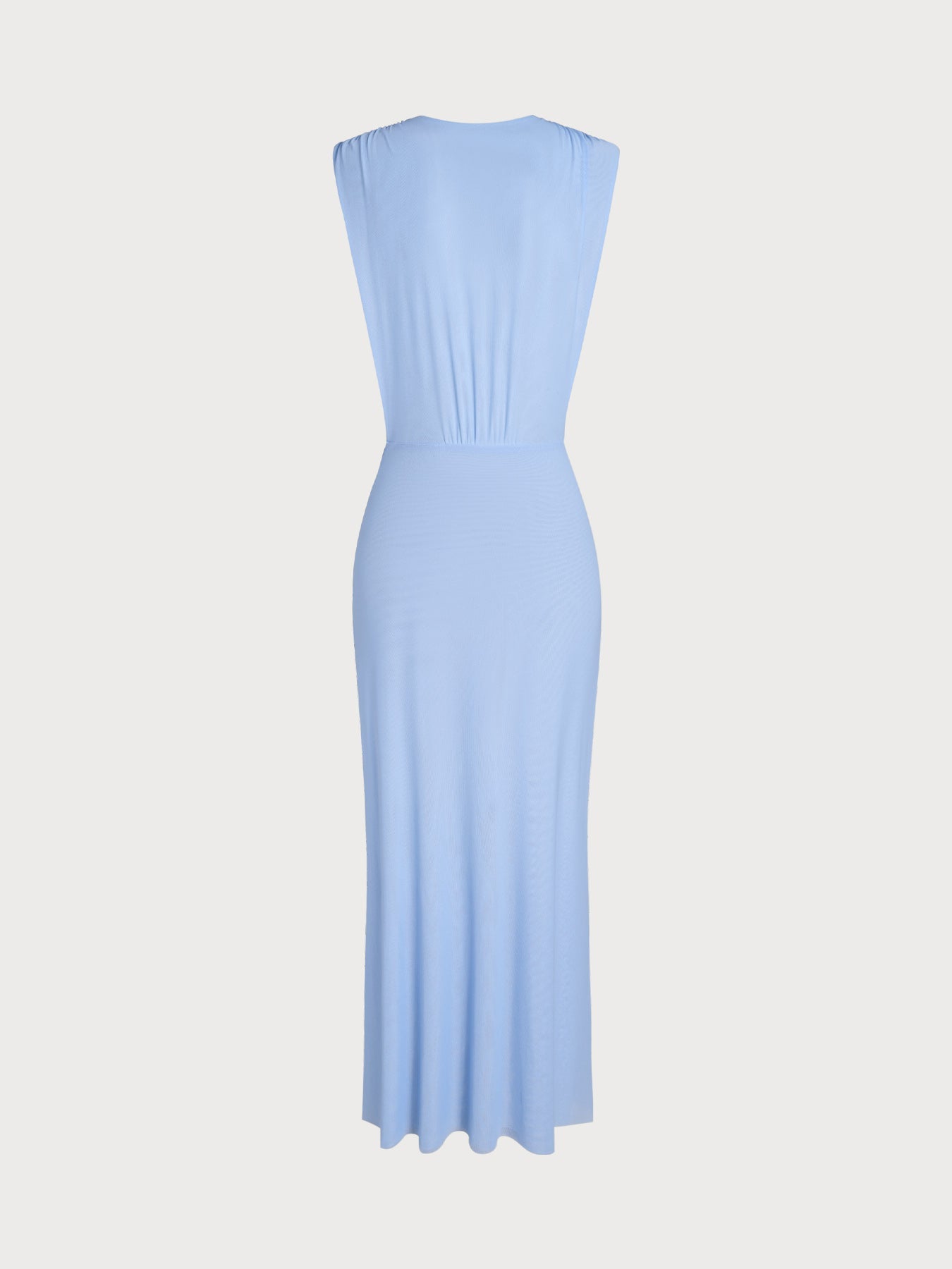 Blue Deep V-Neck Knotted Mesh Cover-up Dress