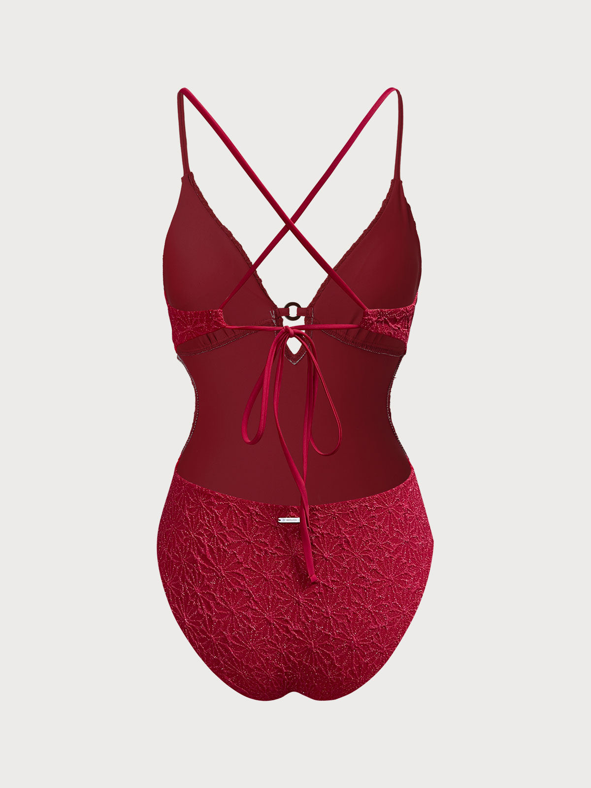 Wine Red Textured Cutout One Piece Swimwear-Available In Long Torso