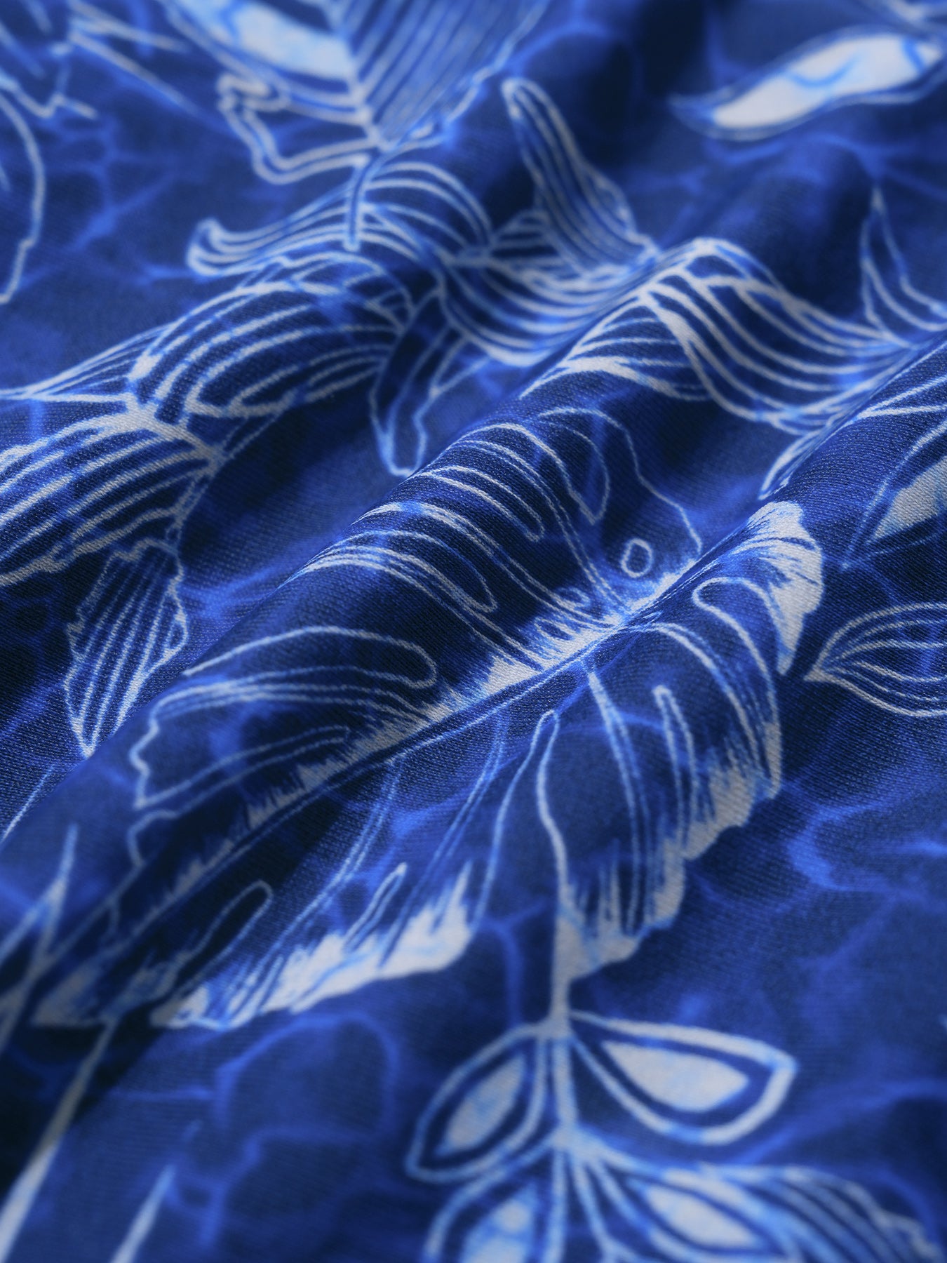Blue Leaf Print Strappy Bikini Top