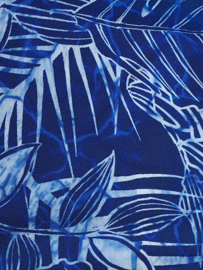 Blue Leaf Print Strappy Bikini Top
