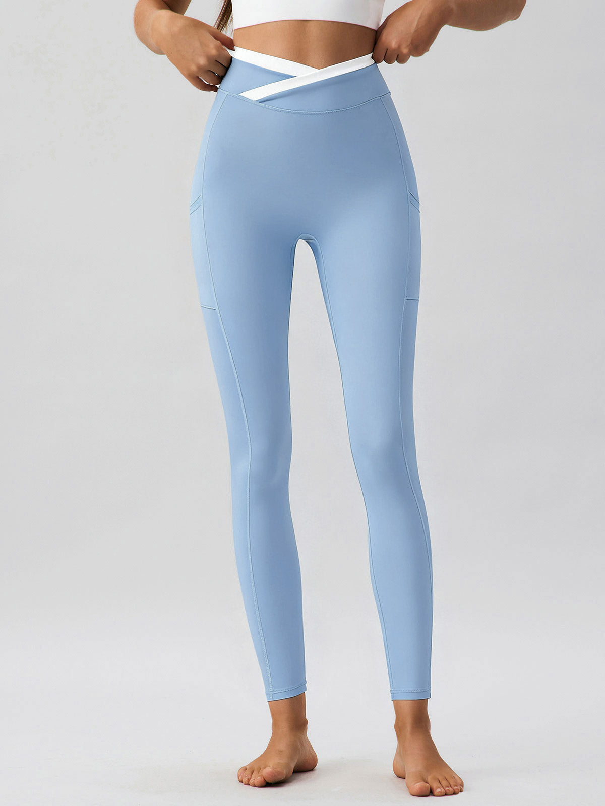 Light Blue Natural Waisted Leggings 25"