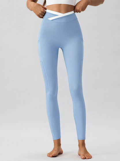 Light Blue Natural Waisted Leggings 25"