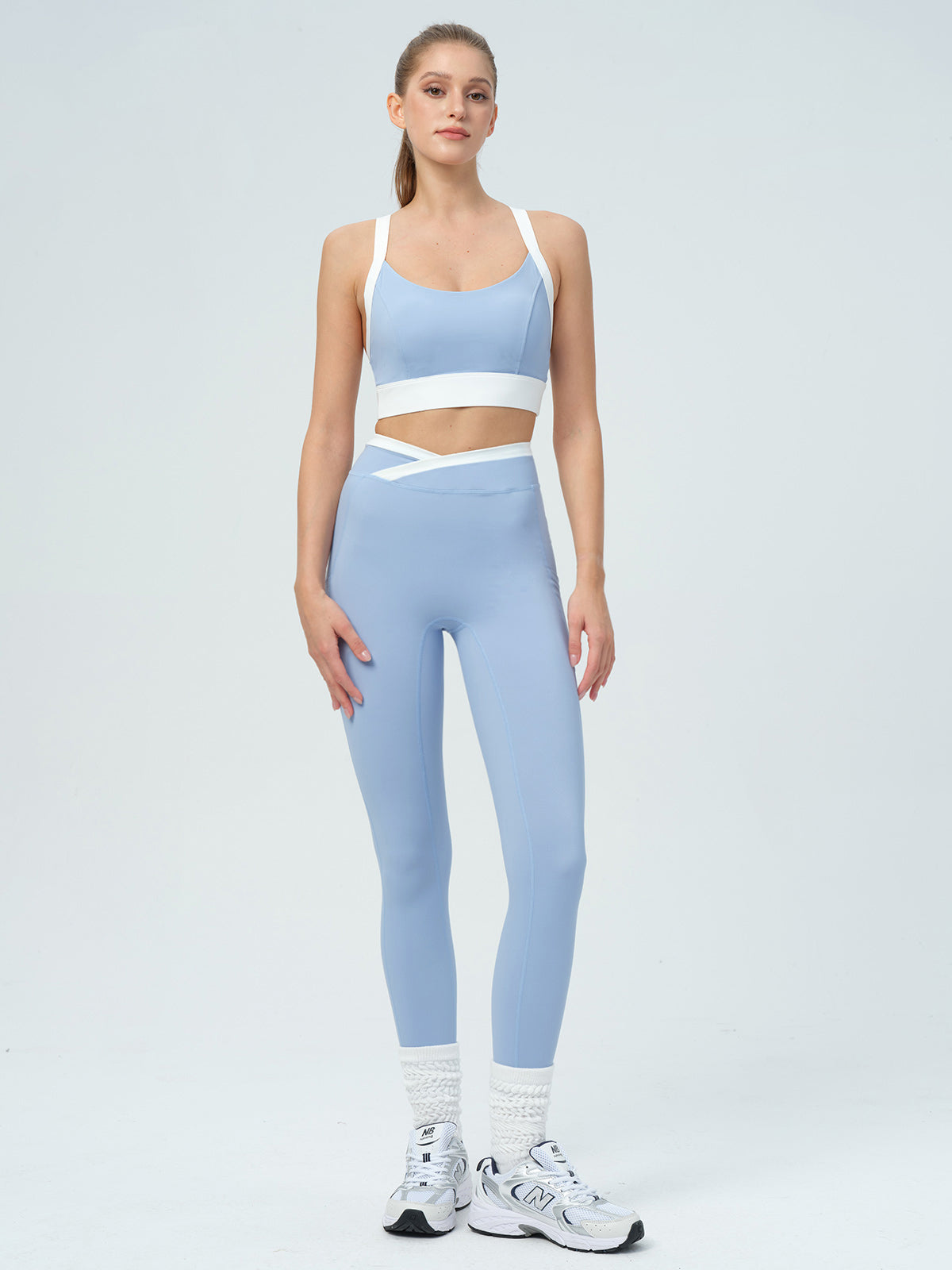 Light Blue Natural Waisted Leggings 25"