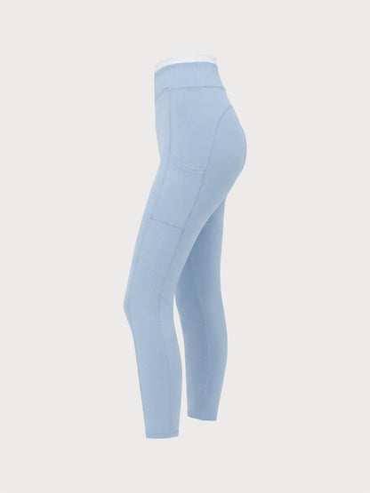 Light Blue Natural Waisted Leggings 25"