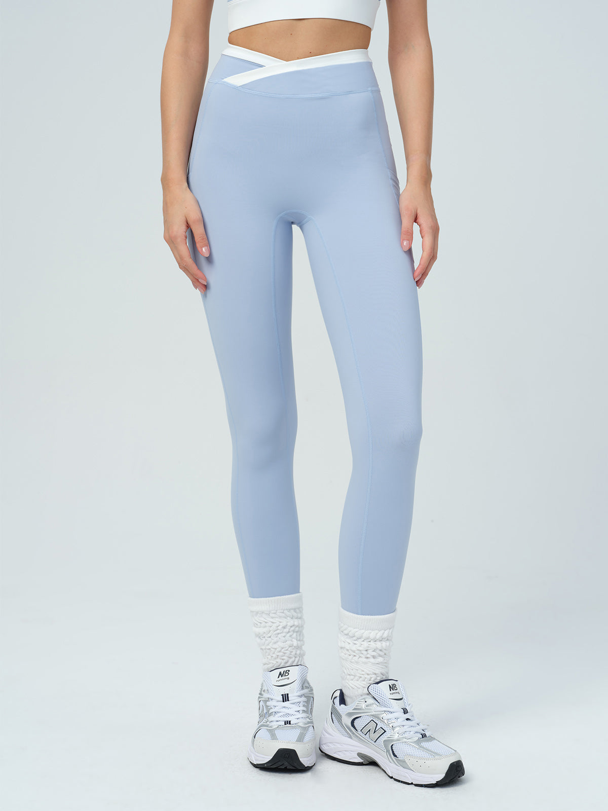 Light Blue Natural Waisted Leggings 25"