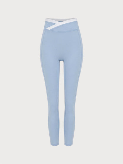 Light Blue Natural Waisted Leggings 25"