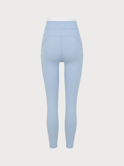 Light Blue Natural Waisted Leggings 25"