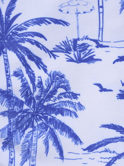 Blue Print Textured Natural Waisted Bikini Bottom