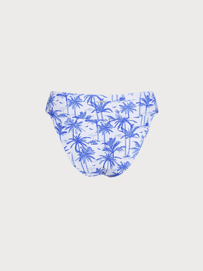 Blue Print Textured Natural Waisted Bikini Bottom