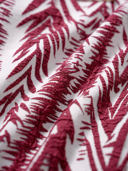 Wine Red Leaf Textured Tie Bikini Bottom