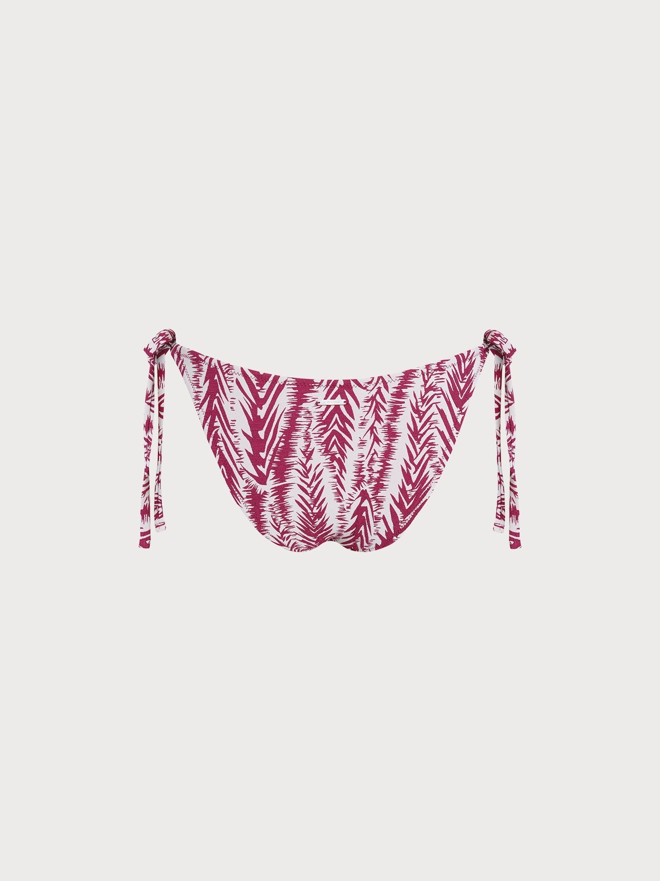 Wine Red Leaf Textured Tie Bikini Bottom