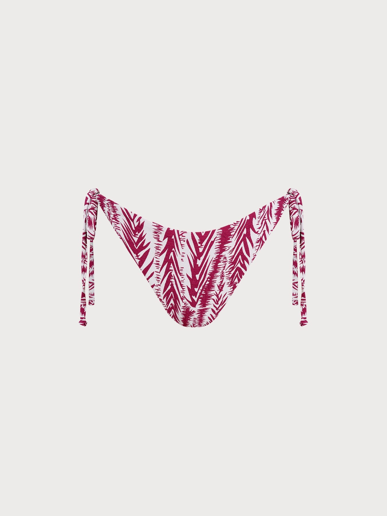 Wine Red Leaf Textured Tie Bikini Bottom