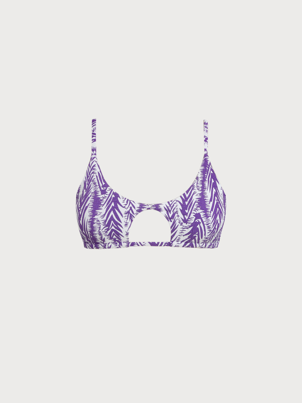 Purple Leaf Textured Cut Out Bikini Top