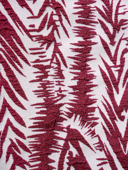 Wine Red Geometric Textured Knot Bikini Top