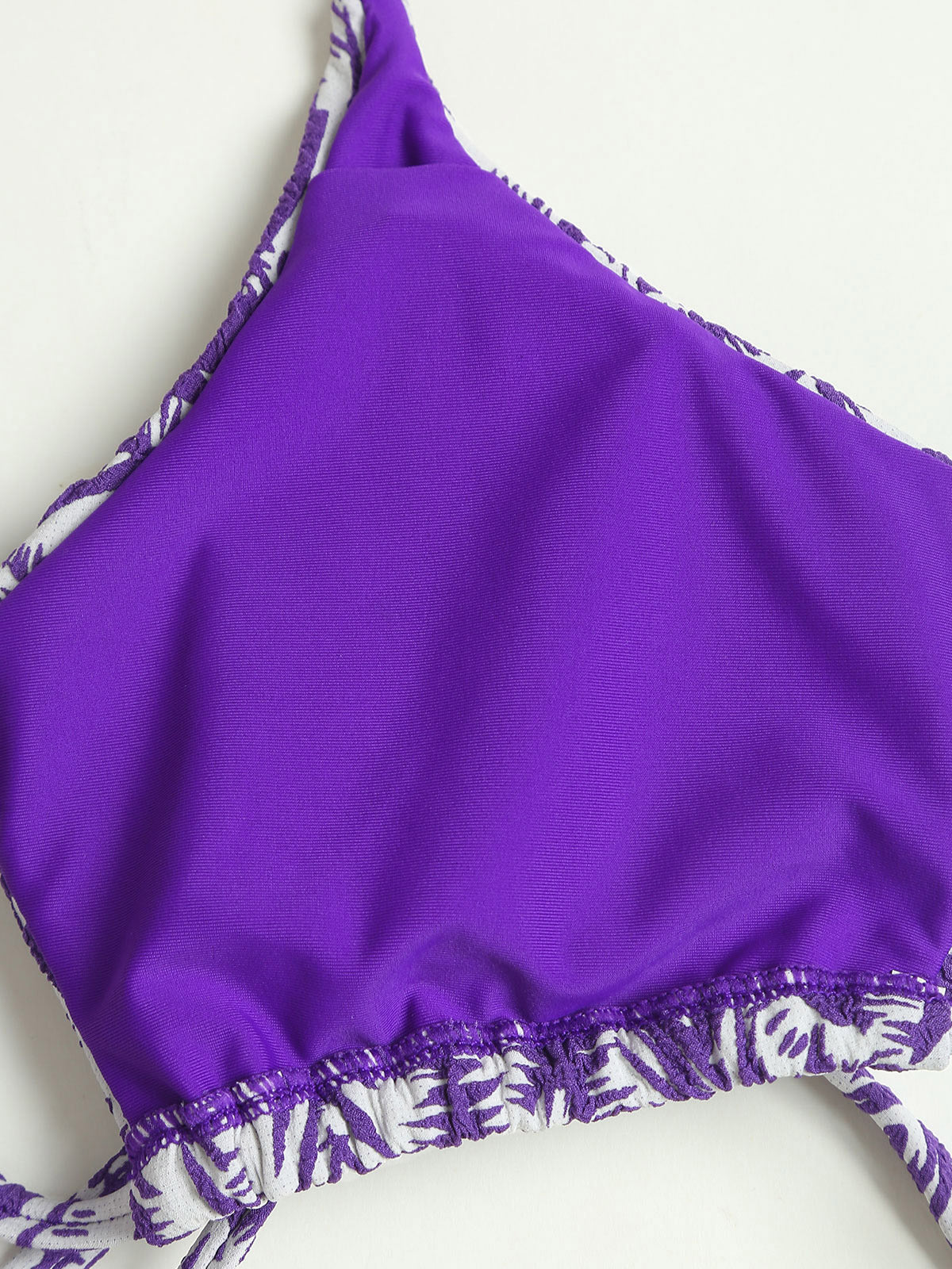 Purple Leaf Textured Cut Out Bikini Top